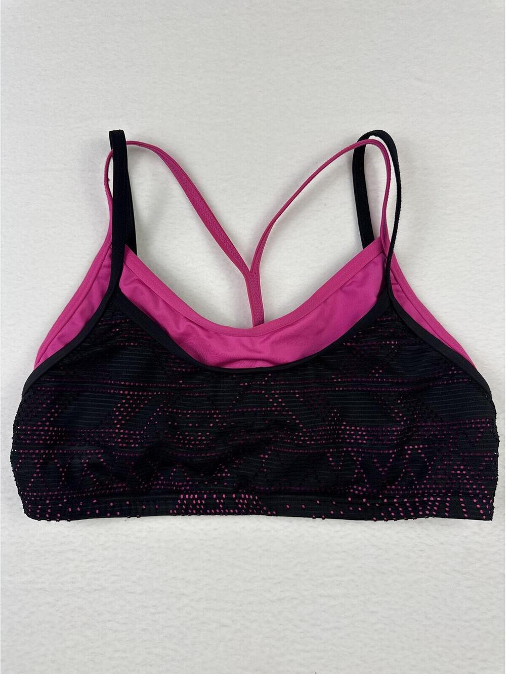 TYR Black and Pink Strappy Sports Bra Swim Top